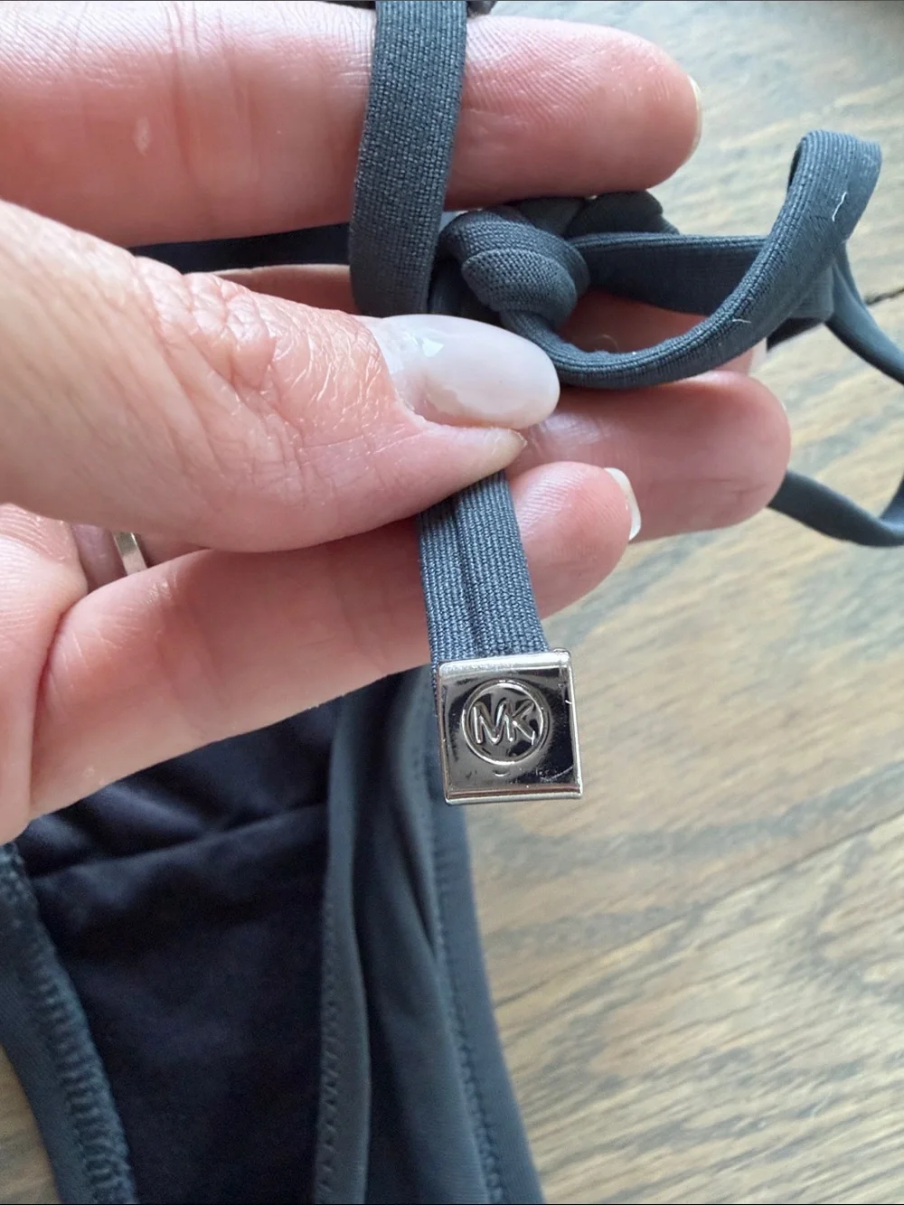 Michael Kors Charcoal Gray Triangle Tie-Side Bikini Set M